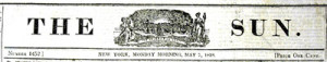 Fig. 1. Masthead for The Sun, May 7, 1838. Courtesy of the American Antiquarian Society.