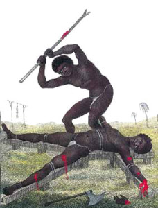 Fig. 2. The Execution of Breaking on the Rack, by William Blake (1793), from John Gabriel Stedman, Narrative of a Five Years Expedition against the Revolted Negroes of Surinam (1796).