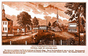Fig. 2. Central Part of Concord, Massachusetts, taken from Historical Collections by John Warner Barber, 1839. Courtesy of the American Antiquarian Society.