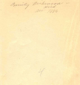 Fig. 4. Reverse of new Emily Dickinson photograph. Courtesy of collection of Philip F. Gura.