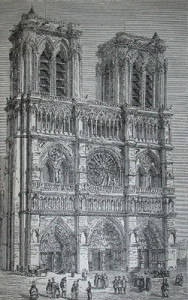 Fig. 2. Cathedral of Notre-Dame de Paris (front), from Ticknor, An American Family in Paris, 129. Courtesy of the American Antiquarian Society.