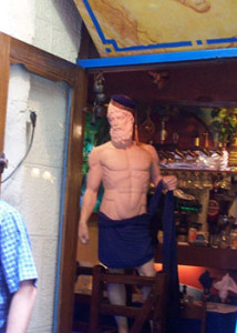 Fig. 6. Faux Greek statuary in a restaurant window, 2003. Photo by the author.