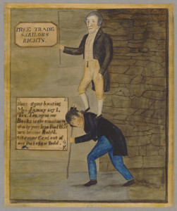 Fig. 2. "Free Trade & Sailors Rights," watercolor on board, 29 x 23.5 cm. (Massachusetts? s.n., ca. 1813-1816). Courtesy of the American Antiquarian Society, Worcester, Massachusetts. 