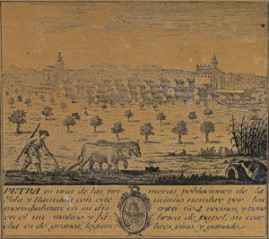 Fig. 3. View of Petra from the map of Cardinal Despuig, late eighteenth century. Reproduced by permission of Patrick Tregenza.