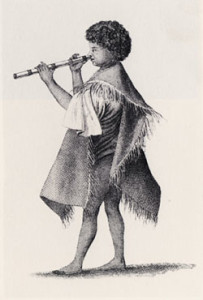 Fig. 1. Tupaia took Taiata, a servant-boy, with him on HMS Endeavour. Taiata’s experiences were described in the officers’ journals only occasionally, but this engraving of him has survived, based on a lost sketch by Sydney Parkinson. "The Lad Taiyota, Native of Otaheite, in the Dress of his Country," engraved by R. B. Godfrey. S. Parkinson, A Voyage to the South Seas (1773), pl. IX, fp.66. © The Trustees of the British Museum.