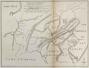Fig. 2. A map of the province of Pennsylvania, taken from Charles Thomson, ed., An Enquiry into the Causes of the Alienation of the Delaware and Shawanese Indians (London, 1759). Courtesy of the American Antiquarian Society. (Click to enlarge in a new window.)