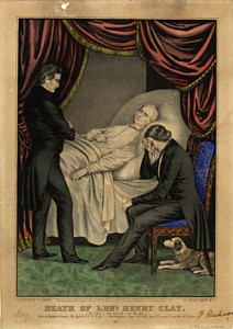Fig. 3. "Death of Honl. Henry Clay," hand colored lithograph (32.5 x 22 cm.), lith. & pub. by N. Currier (New York, 1852). Courtesy of the American Antiquarian Society, Worcester, Massachusetts.