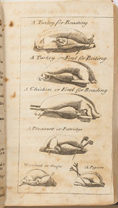 Fig. 1 "A Pigeon," engraving by Paul Revere for Susannah Carter, The Frugal Housewife, or Compleat Woman Cook (Boston: Edes and Gill, 1772). Revere did not sign this copy of the virtually identical illustration that appeared in the London edition of the same year (signed "I. Lodge, sculp"), nor are there reproductions of the other twelve pages of illustrations, among them the sample table layout to which Carter refers in the text. Courtesy of the American Antiquarian Society, Worcester, Massachusetts.