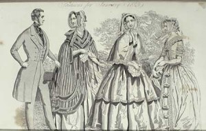 "Fashions for January, 1843," from Graham's Magazine of Literature and Art, January 1843. Courtesy of the American Antiquarian Society.