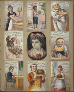 Fig. 3. Advertising card scrapbook. First page of a scrapbook, ca. 1880. Scrapbook and Graphic Arts Collection at the American Antiquarian Society. Gift of Nancy and Randall Burkett, 2006. Courtesy of the American Antiquarian Society.