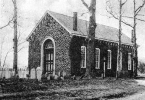 From 1765 to 1776 the Reverend Enoch Green pastored the Deerfield Presbyterian Church (built in 1771, but shown here as it stood in 1858). Philip Vickers Fithian studied at Green's Presbyterian academy to prepare for matriculation at the College of New Jersey in Princeton and later received instruction for Presbyterian ordination from Green. Courtesy of the Lummis Library, Cumberland County (N.J.) Historical Society.