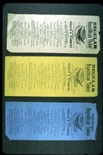 Fig. 4. With their bright colors and handbill size (about seven inches long), these three tickets listing the Republican party slate in the 1872 gubernatorial election in Massachusetts functioned as campaign advertisements as well as ballots. Courtesy of the American Antiquarian Society, Worcester, Massachusetts. Click to enlarge in a new window.