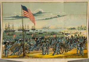 "Landing of the Troops at Vera Cruz," color relief print. Frontispiece for John Frost, LLD, Pictorial History of Mexico and the Mexican War (Philadelphia, 1850). Courtesy of the American Antiquarian Society. Click to enlarge in a new window.