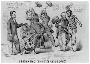 Fig. 1. Breaking That Backbone (1862). Currier and Ives. Courtesy of the Library of Congress. Click to enlarge in a new window.