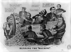 Fig. 2. Running the Machine (1864). Currier and Ives. Courtesy of the Library of Congress. Click to enlarge in a new window.