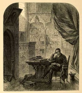 "The Author in Westminster Abbey," artist, Edwin White, wood engraving by Messrs. Richardson & Cox. Page 181 from Washington Irving, The Sketch Book of Geoffrey Crayon, Gent.,"Artist's Edition" (New York, 1864). Courtesy of the American Antiquarian Society, Worcester, Massachusetts.