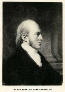 "Aaron Burr," a portrait print from a painting by John Vanderlyn (New York, date unknown). Courtesy of the American Portrait Print Collection at the American Antiquarian Society, Worcester, Massachusetts.