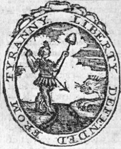 Fig. 3. "Left vignette on the Masthead," engraving by Paul Revere, from Massachusetts Spy, Isaiah Thomas (May 24, 1781). Courtesy of the American Antiquarian Society, Worcester, Massachusetts.