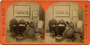 Fig. 10. "Stereo of Couple in the Parlor," photograph by W. P. Liscomb, Bristol, Rhode Island. Courtesy of the American Antiquarian Society, Worcester, Massachusetts.
