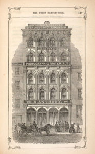 Fig. 5. "Advertisement for E. Anthony, American & Foreign Stereoscopic Emporium," on p. 147 in The Union Sketch-book: A reliable guide, exhibiting the history and business resources of the leading mercantile and manufacturing firms of New York…, by Gobright and Pratt, New York (1860). Courtesy of the American Antiquarian Society, Worcester, Massachusetts.