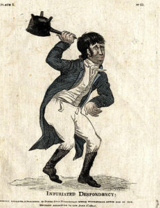 Fig 3. "Infuriated Despondency!" Engraving by James Akin (20 x 16 cm), (1805). Courtesy of the Charles Peirce Collection (Folder 6), American Antiquarian Society, Worcester, Massachusetts.
