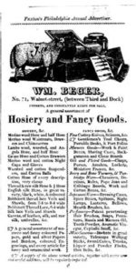 Fig. 3. Advertisement for fancy goods from Paxton's Philadelphia Directory and Register for 1818. Courtesy of the American Antiquarian Society, Worcester, Massachusetts.
