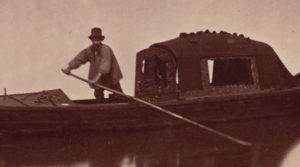 Figure 5. Detail of the gondola in figure 3. Although this gondola’s felze contains ornamental decoration, the boat itself has little ornamentation.