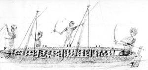 Fig. 4. Susu slave traders, as drawn by George Thompson, sometime in the early 1850s. The Susu were Muslims from the region north of Sierra Leone. They gathered thousands of slaves along the West African coast to farm peanuts, which were becoming increasingly popular among consumers in England, France, and America. Courtesy of the American Missionary Association Archives, Amistad Research Center, Tulane University, New Orleans, Louisiana.