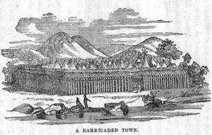 Fig. 5. A major riverside city, called "Quarroo," in the West African interior. Heavy fortifications were needed to keep out the war parties that supplied the slave trade. Engraving from George Thompson, Letters to Sabbath-School Children on Africa, vol. II (Cincinnati, 1858). Photograph courtesy of the author; original in the Yale University Libraries.