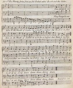 2. "Derry Down" in polyphonic setting. In The Musical Century, in One Hundred English Ballads, Printed for Henry Carey (London, 1740). Courtesy of the Newberry Library, Chicago, Illinois.