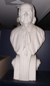4. Benjamin Franklin, figurehead for USS Franklin, William Rush, painted white, 55 ½ x 27 x 22 inches (c. 1815). Image courtesy of the U.S. Naval Academy Museum.