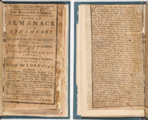 The title page and opening essay on timber and soil in Poor Richard Improved: Being an Almanack and Ephemeris for the Year of Our Lord, 1749. Printed and sold by Benjamin Franklin and David Hall in Philadelphia in 1748. Courtesy of the American Antiquarian Society, Worcester, Massachusetts.