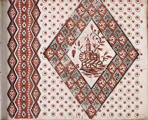 14. Indienne de traite design, ca. 1775, from an album of 162 patterns by Favre, Petitpierre et Compagnie, Nantes, France. Château des Ducs de Bretagne—Musée d'histoire de Nantes, photo by Alain Guillard.